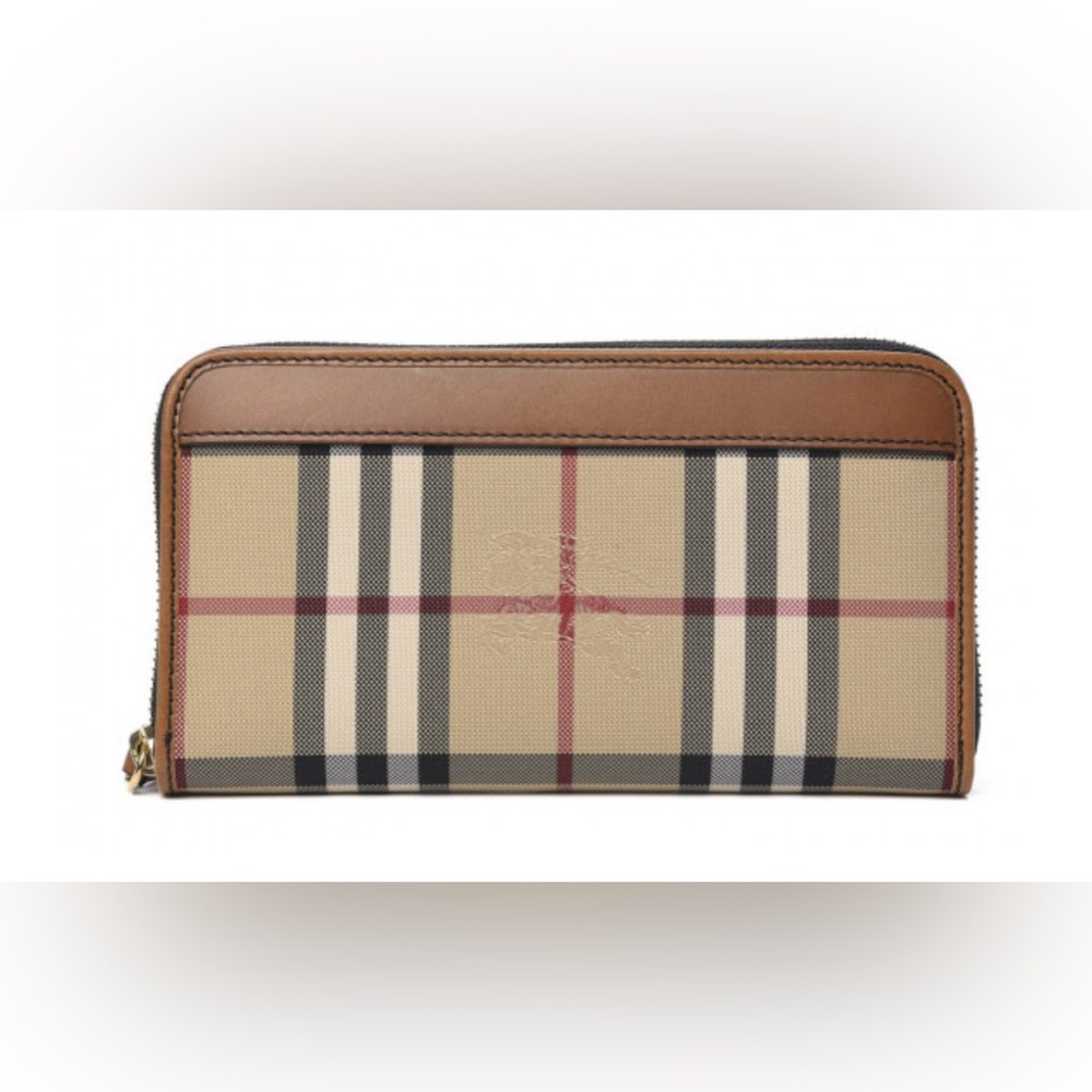 BURBERRY Horseferry Check Zip Around Wallet Brow